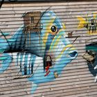 détail sur la fresque des poissons 