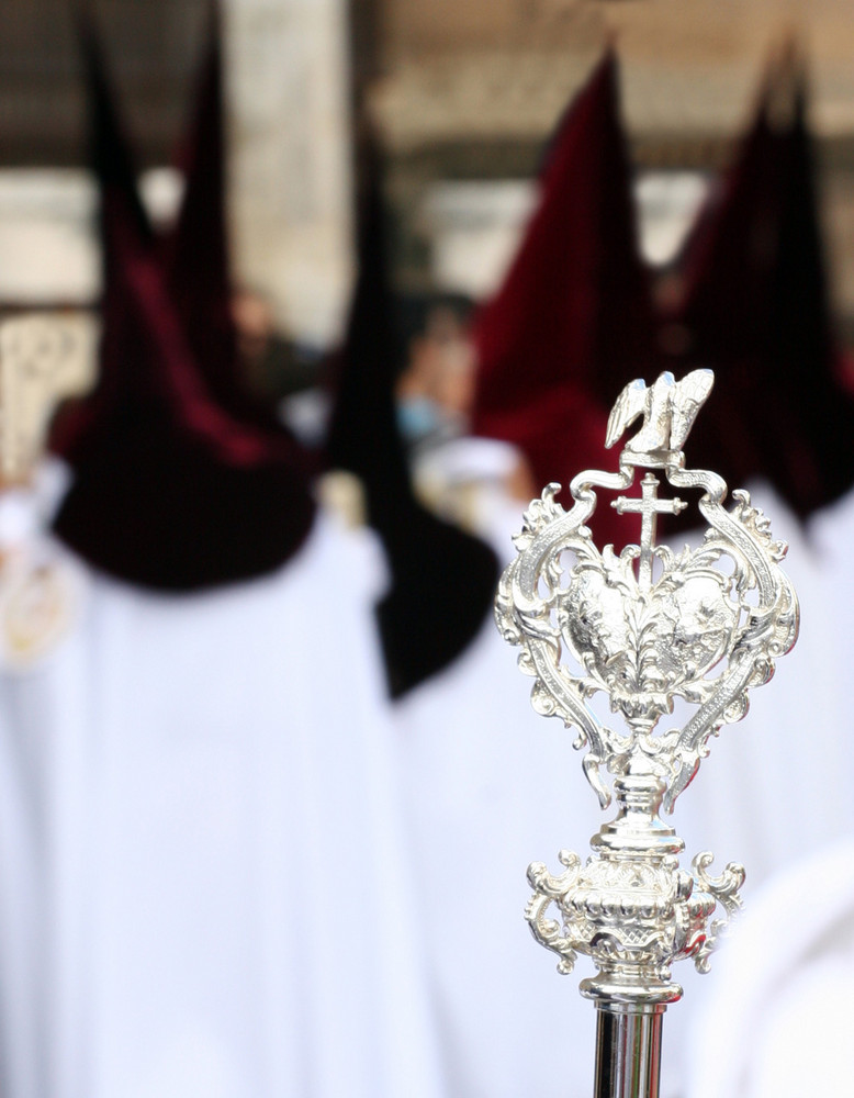 Detail von der Prozession in der Semana Santa, Sevilla, Andalusien.