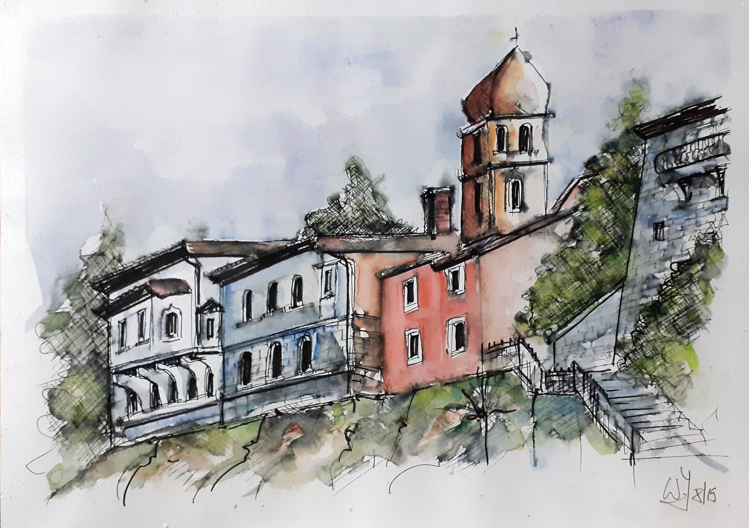 Detailansicht Rovinj...Tusche - Aquarell Grafik