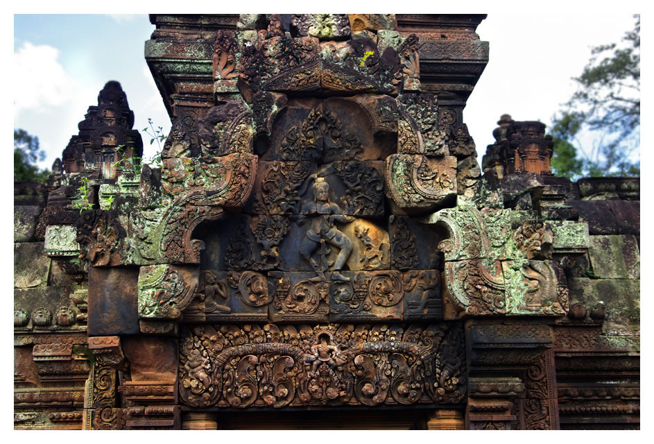 Detailaufnahme Tempelruine in Angkor