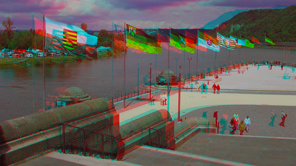 Deutsches Eck in Koblenz (3D-Bild)