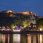 Deutsches Eck in Koblenz bei Nacht