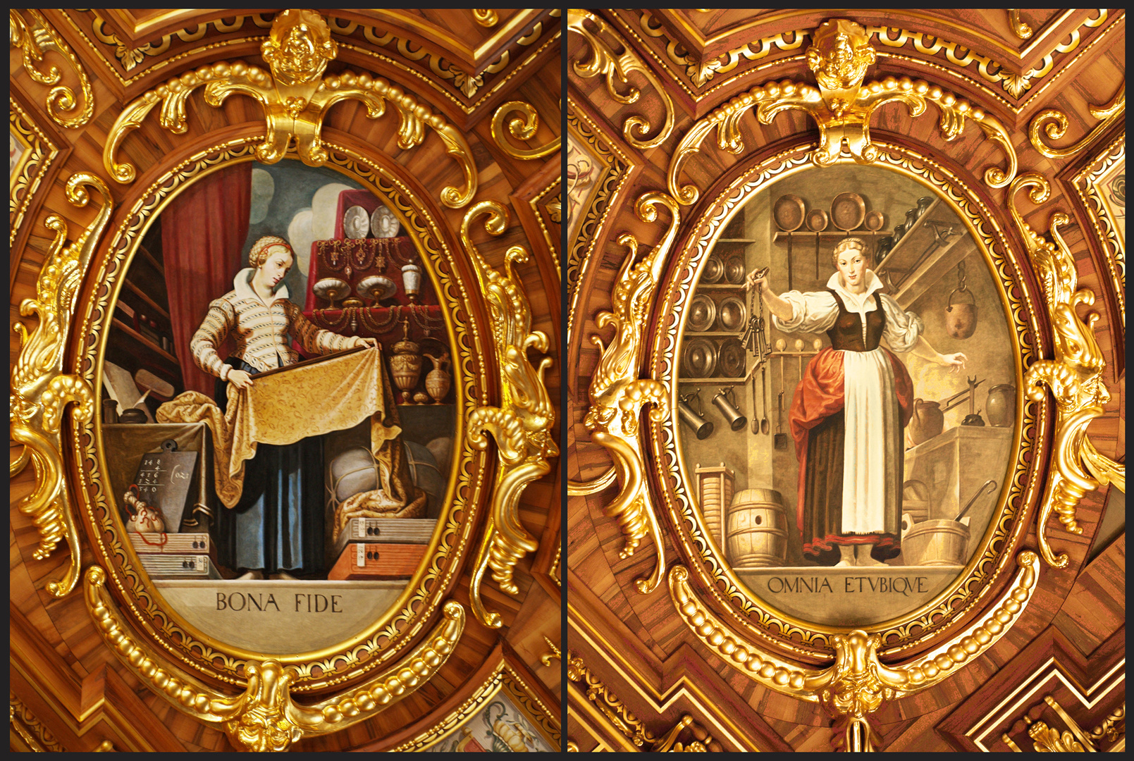 Deux personnages féminins du plafond de la Salle Dorée de l’Hôtel de ville de Augsbourg
