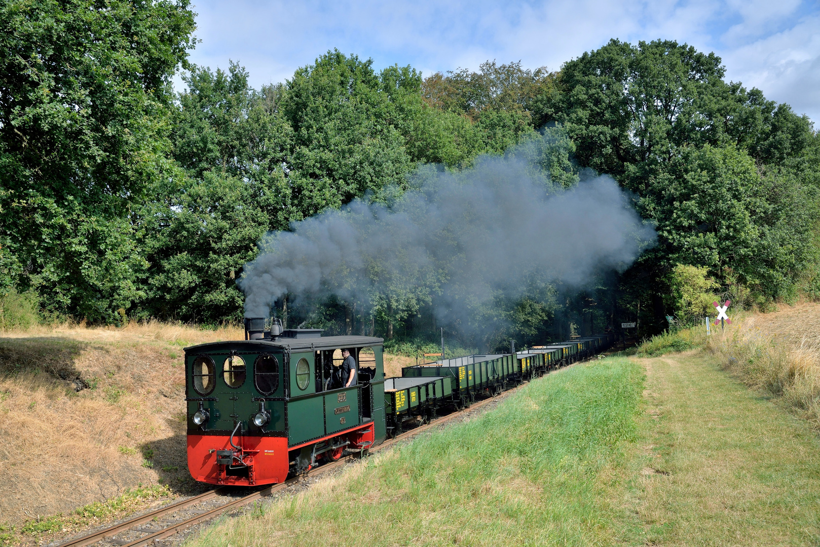 DEV Lok Plettenberg am 01.08.19 in Vilser Wald mit OEG - Wagen von Wim Pater