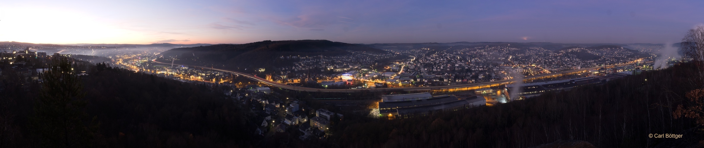 Dezembervollmond Panorama vom Siegerland