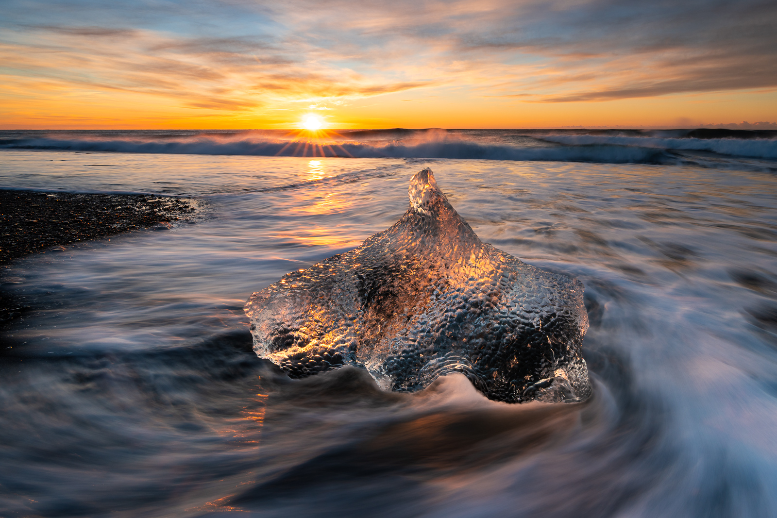 Diamond Beach im goldenen Licht