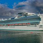 Diamond Princess on dock in Hobart's harbor