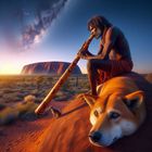 Didgeridoo Klänge zur blauen Stunde am Uluru 