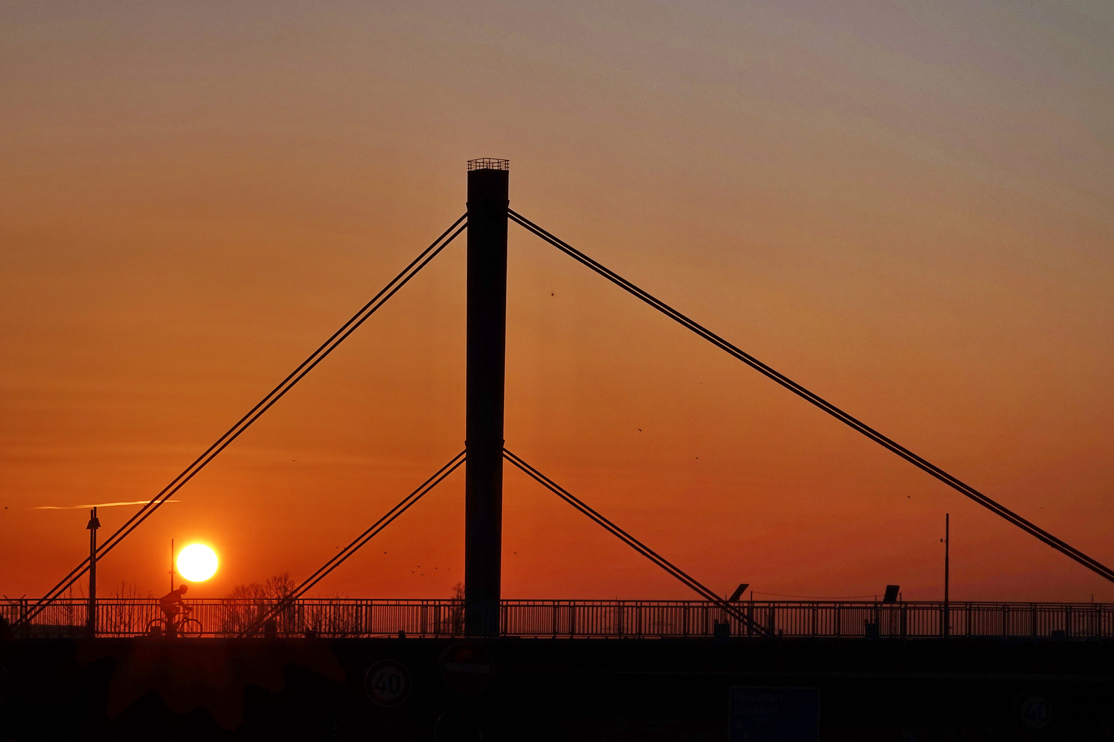 die Abendsonne beleuchtet die Brücke