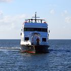 Die ADLER-EXPRESS beim einlaufen in den Hafen von Strucklahnungshörn