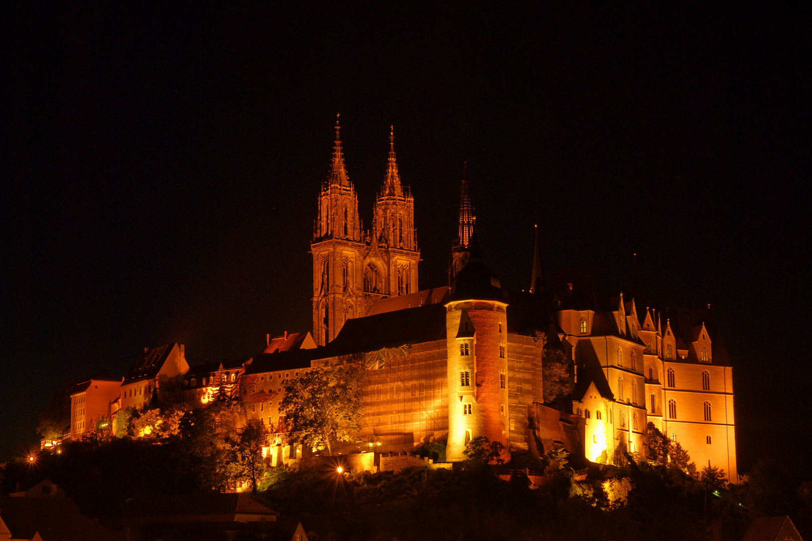 Die Albrechtsburg in Meißen bei Nacht