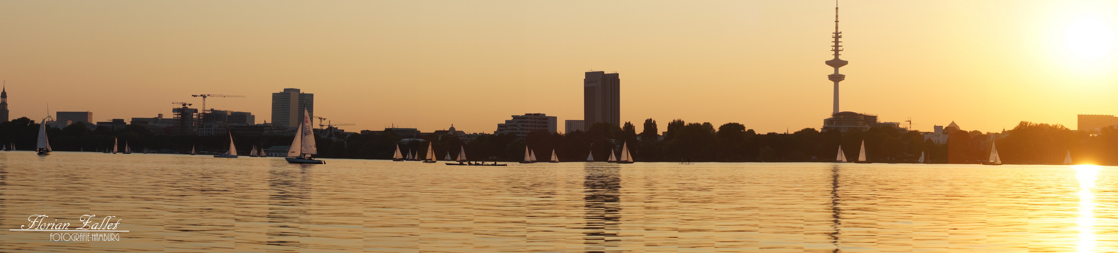 Die Alster in der goldenen Sonne