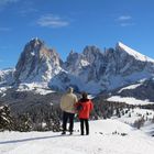 Die Aussicht in den Grödner Dolomiten geniessen!