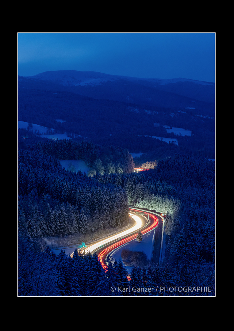 die Autobahn glüht ;-) bei minus 5 Grad