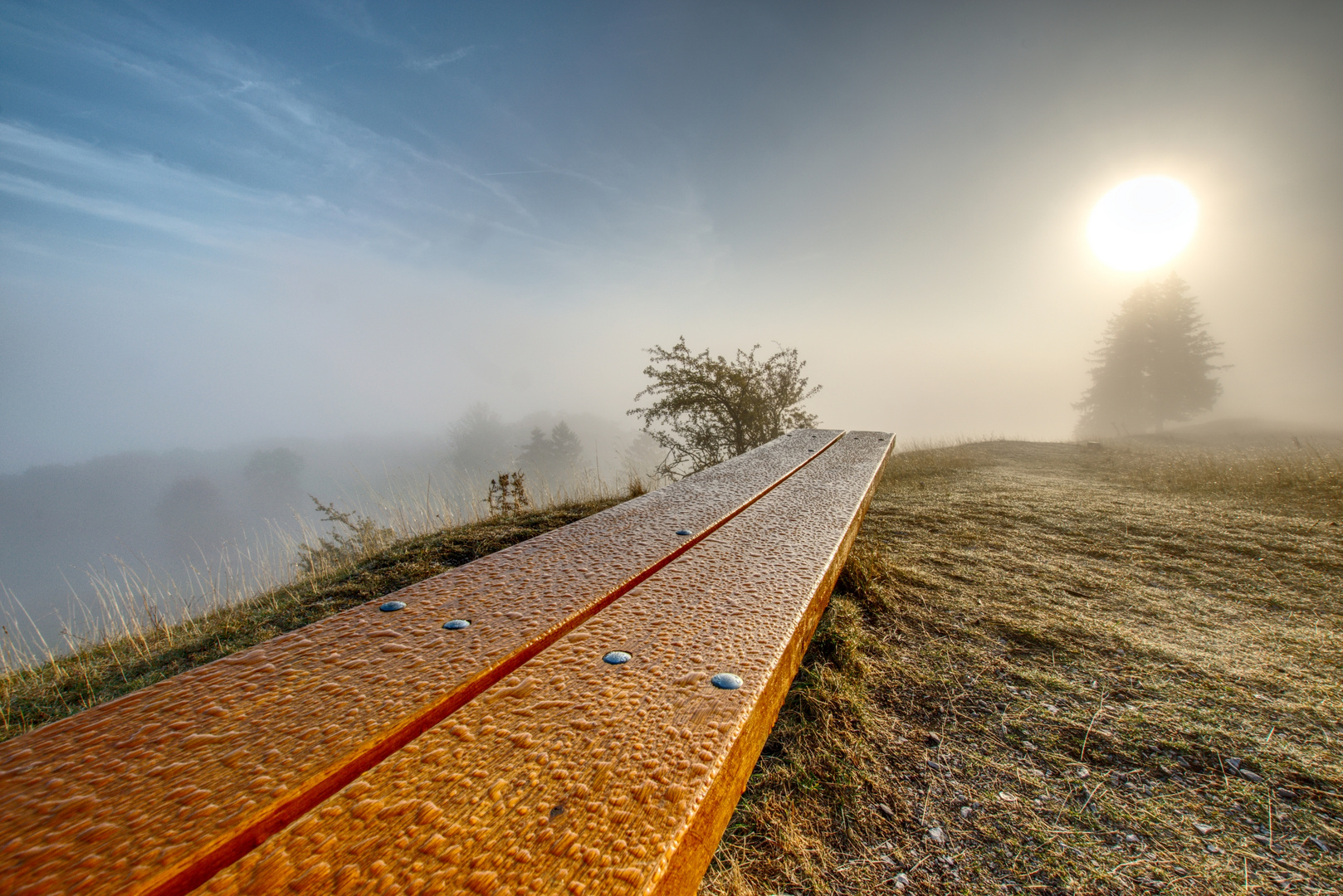 Die Bank im Nebel