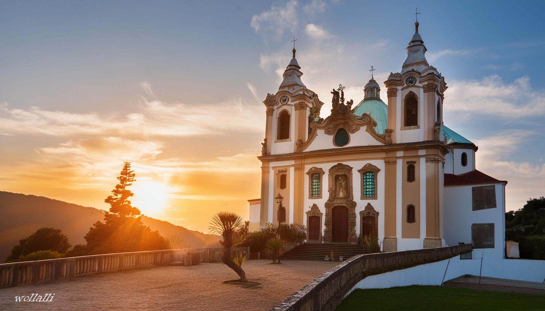 Die barocke Kirche in den Abendstunden (KI)