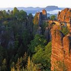 Die Basteibrücke mit der Morgensonne ist der Klassiker schlechthin... 