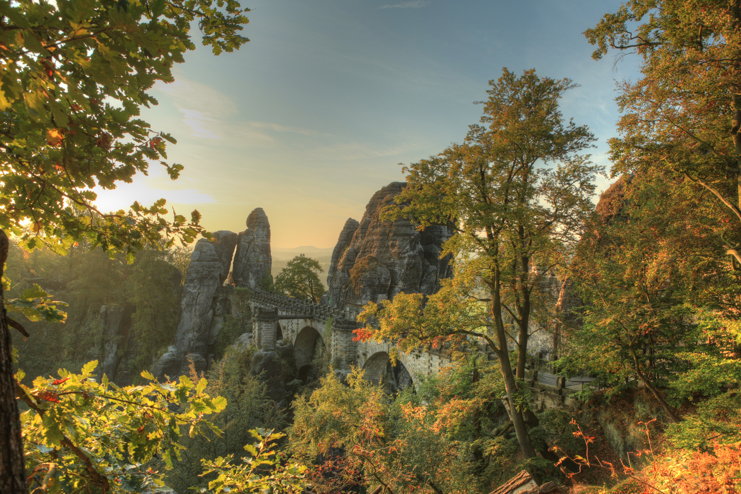 Die Basteibrücke morgens um 6-7.00Uhr.