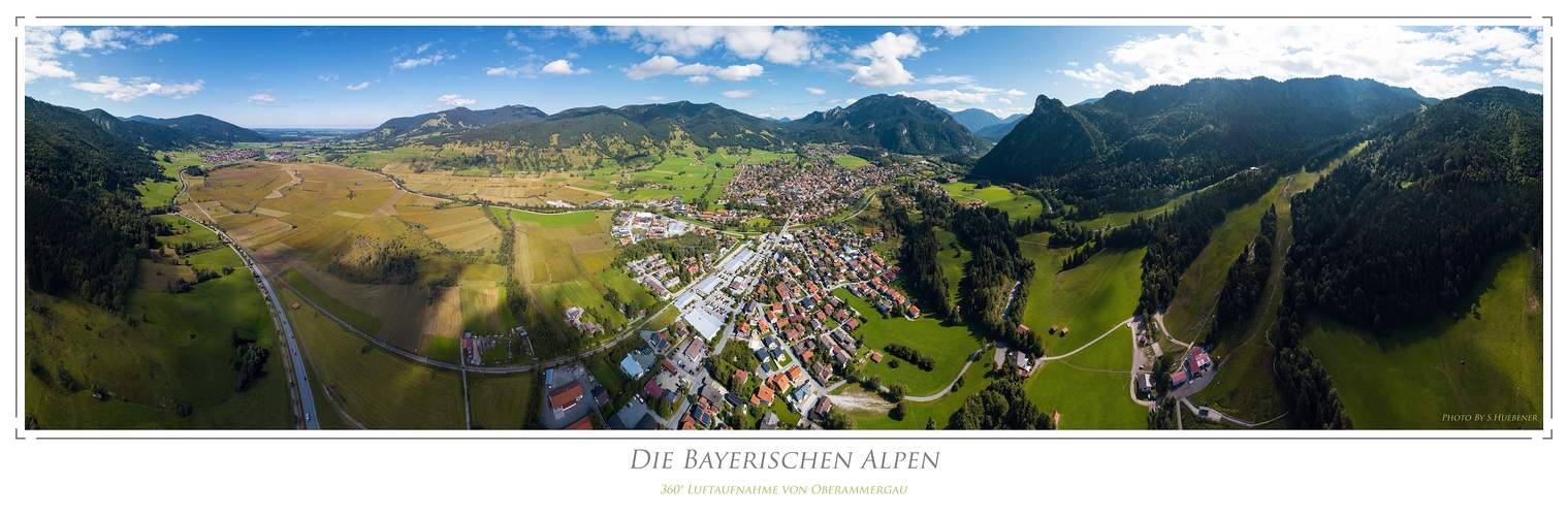 Die Bayerischen Alpen 360° Luftaufnahme von Oberammergau