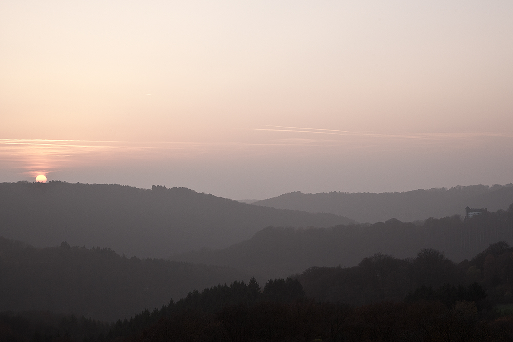 Die Bergischen Wälder im Abenddunst ...