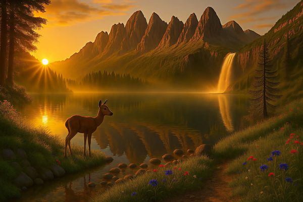 Die Bergkette im Sonnenlicht