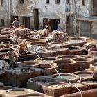 Die berühmten Ledergerbereien in Fez. 