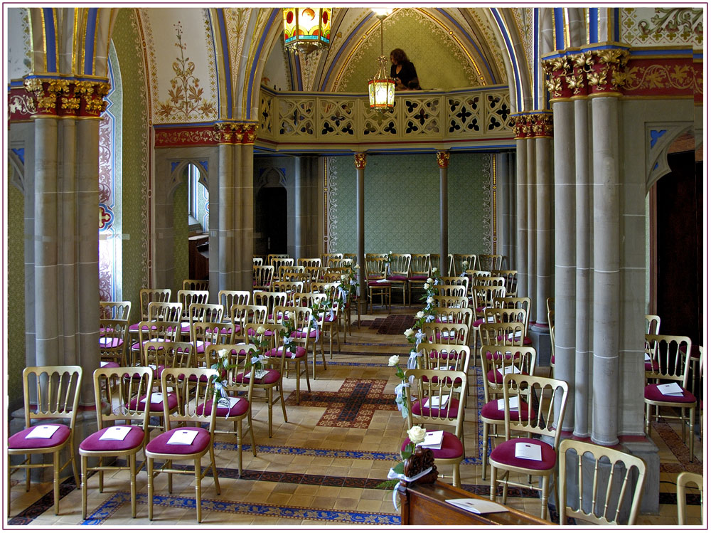 Die Bestuhlung in der Schlosskapelle.