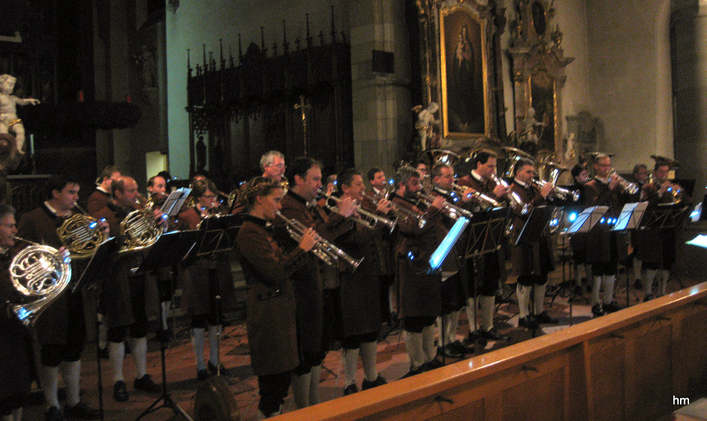 Die Blechbläser der Wangener Stadtmusik in der Stadtkirche St. Martin: