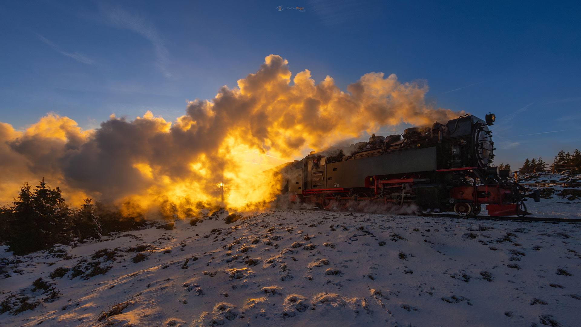 Die Brockenbahn im Harz im letzten Licht!