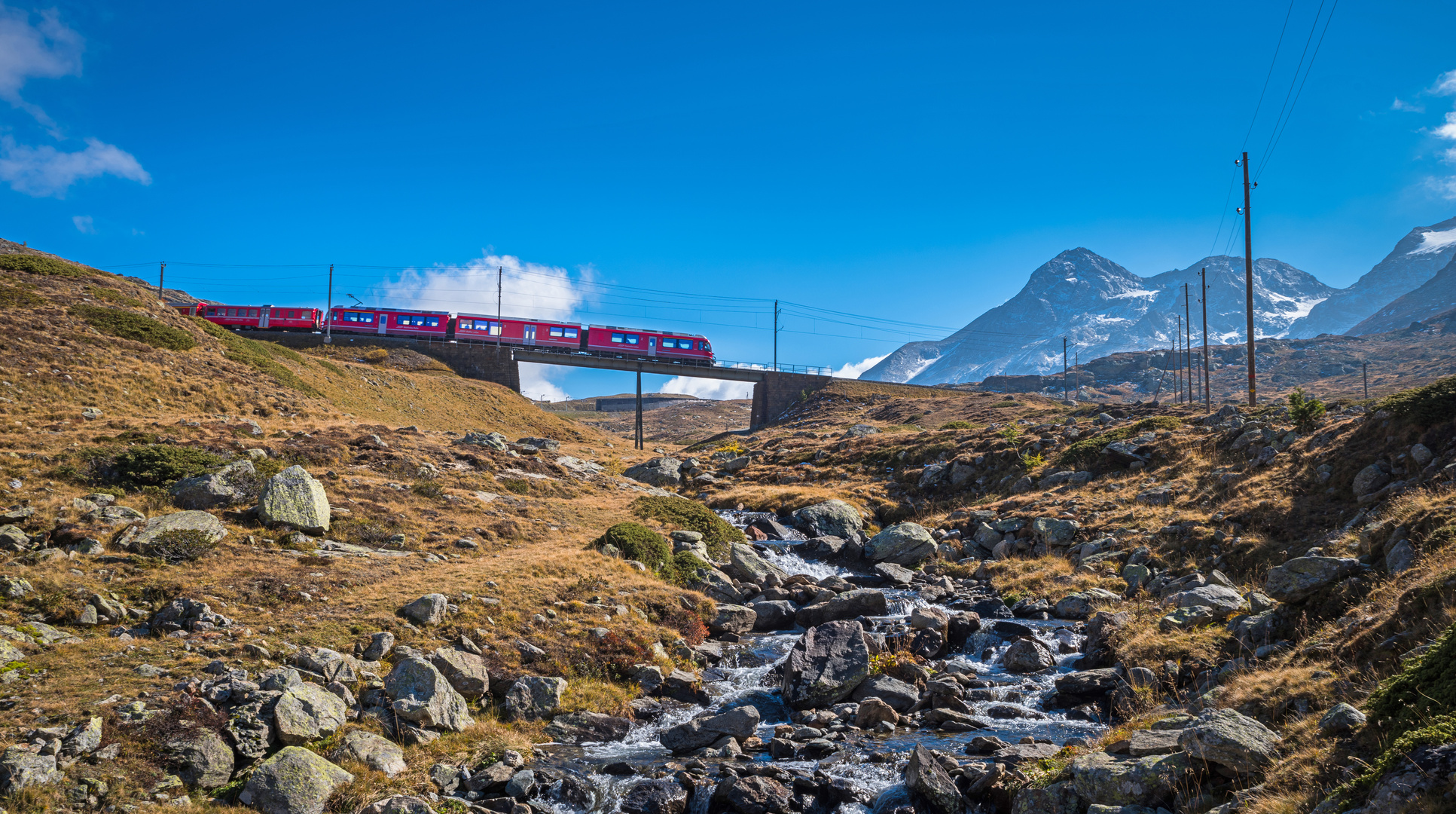 Die Brücke, der Wildbach und der Zug