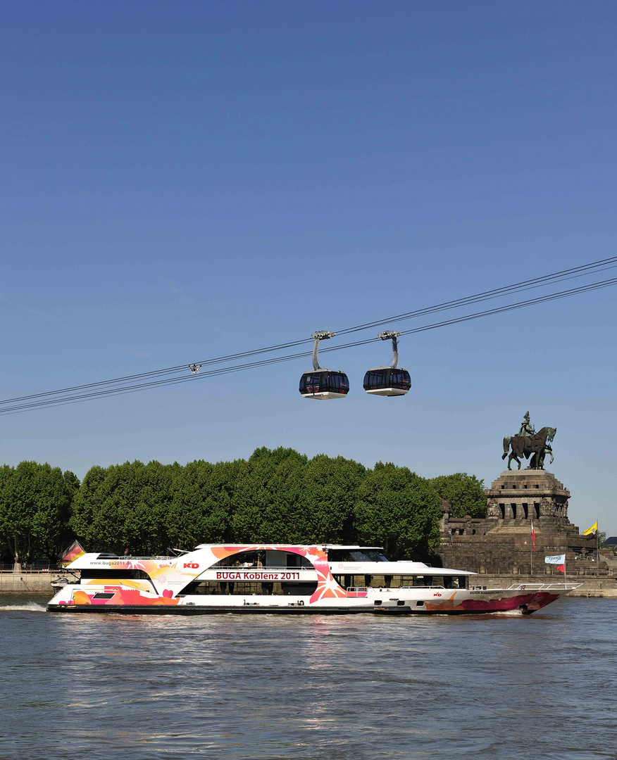 Die BUGA unter der neuen Seilbahn in Koblenz