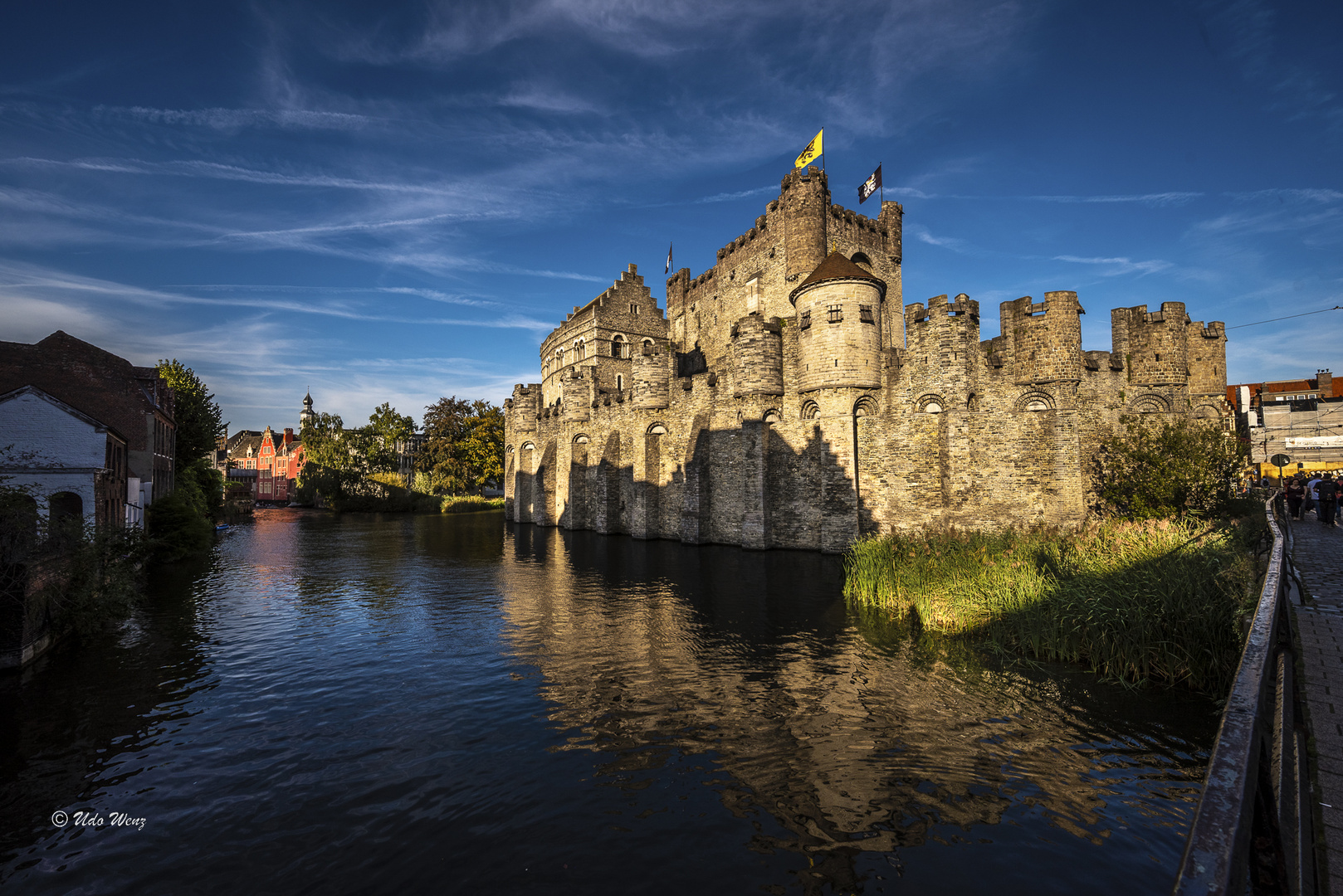 Die Burg Gravensteen (Gravenstein) im abendlichen Licht.