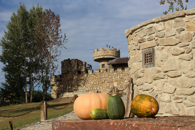 Die Burg in Mortka im Herbst