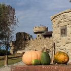 Die Burg in Mortka im Herbst