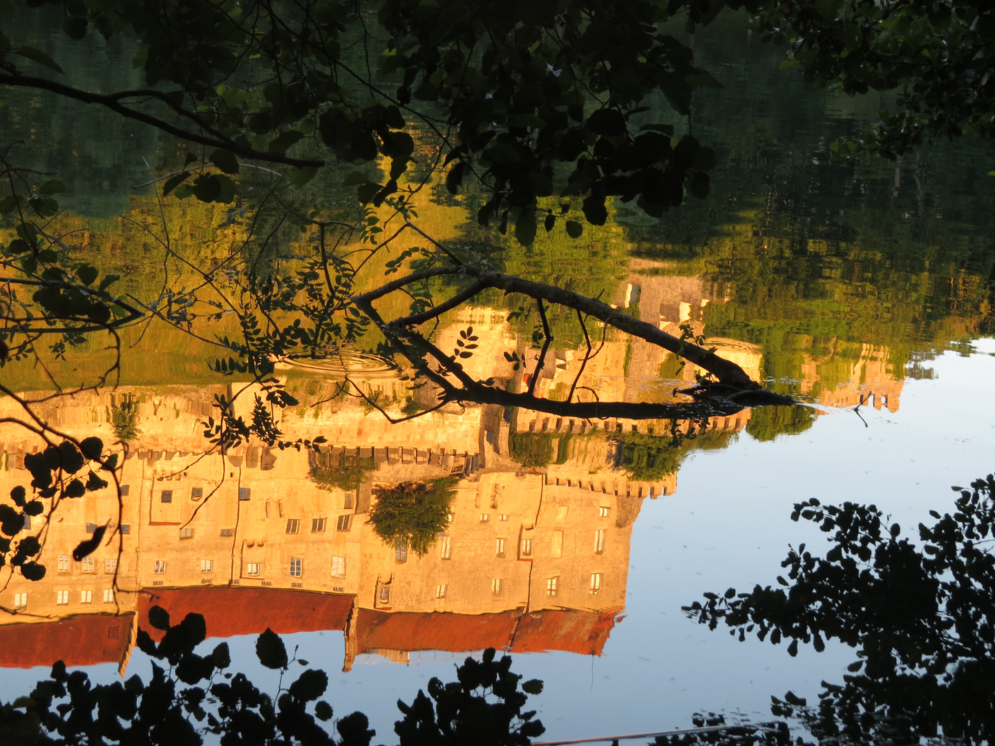 Die Burg spiegelt sich im Wöhrsee