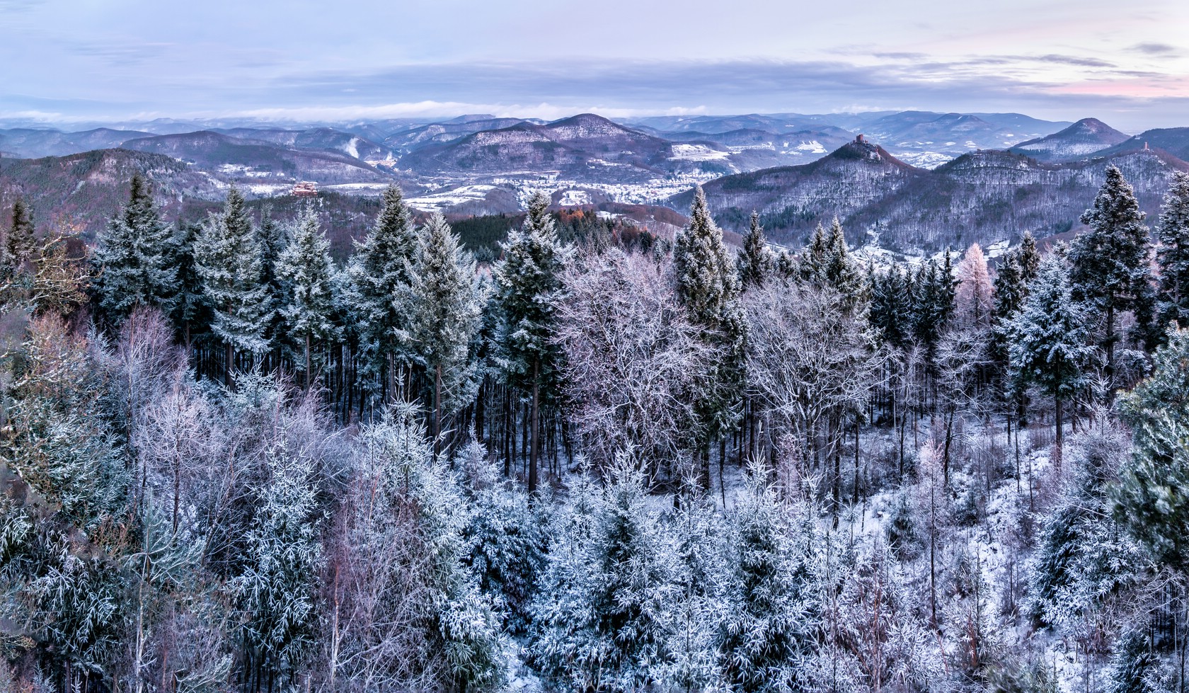 Die Burg Trifels im Schnee - Winterwonderland