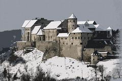 Die Burghauser Burg im Winter