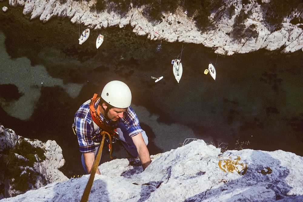 Die Calanques - klettern über dem Meer (3) (Dia von 1980, gescannt)