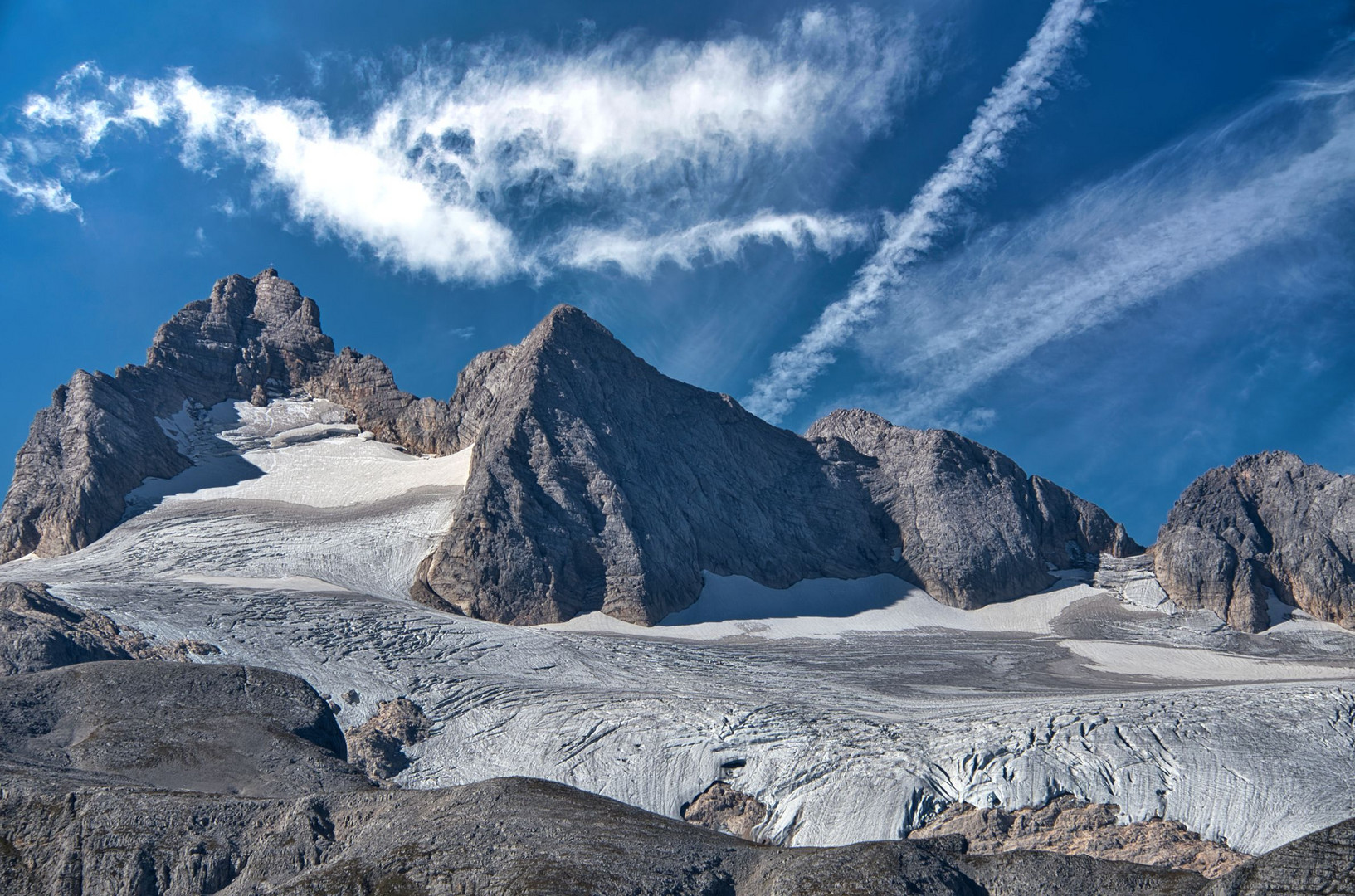 die Dachsteingruppe mit dem Hallstätter Gletscher