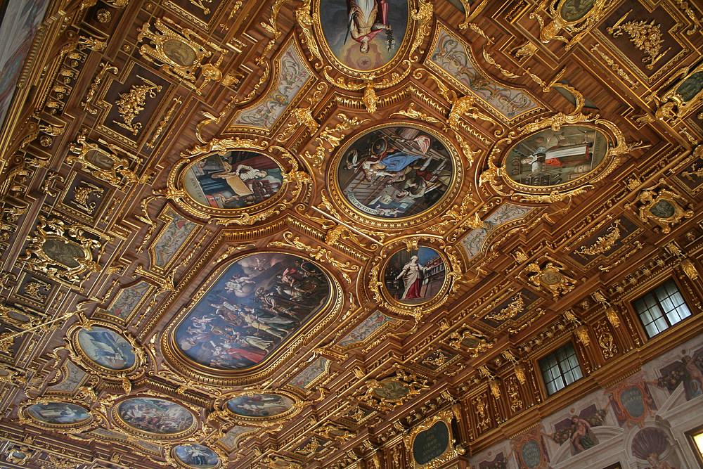 Die Decke des Goldenen Saals im Augsburger Rathaus