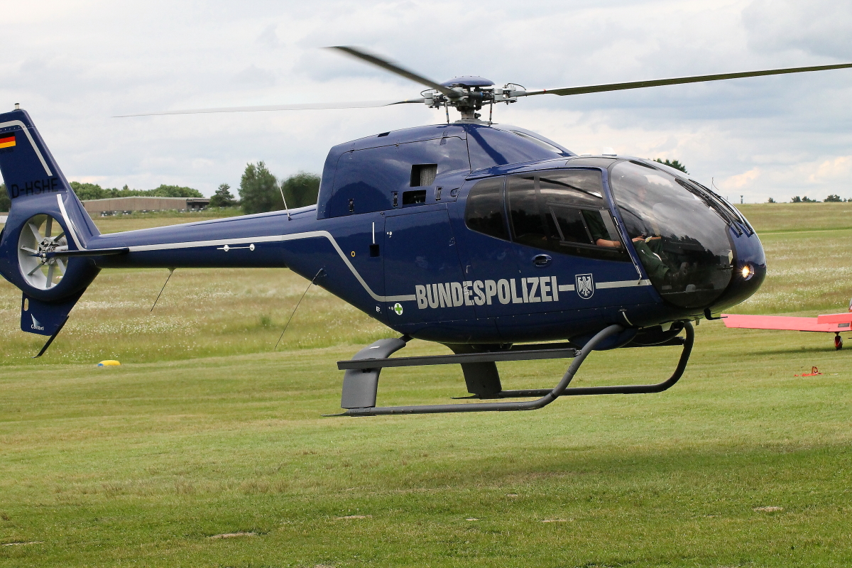 Die EC120 beim Start zum Rückflug nach Hangelar zum Heimatstützpunkt