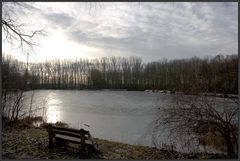 ... Die einsame Bank am Teich - ohne HDR ...