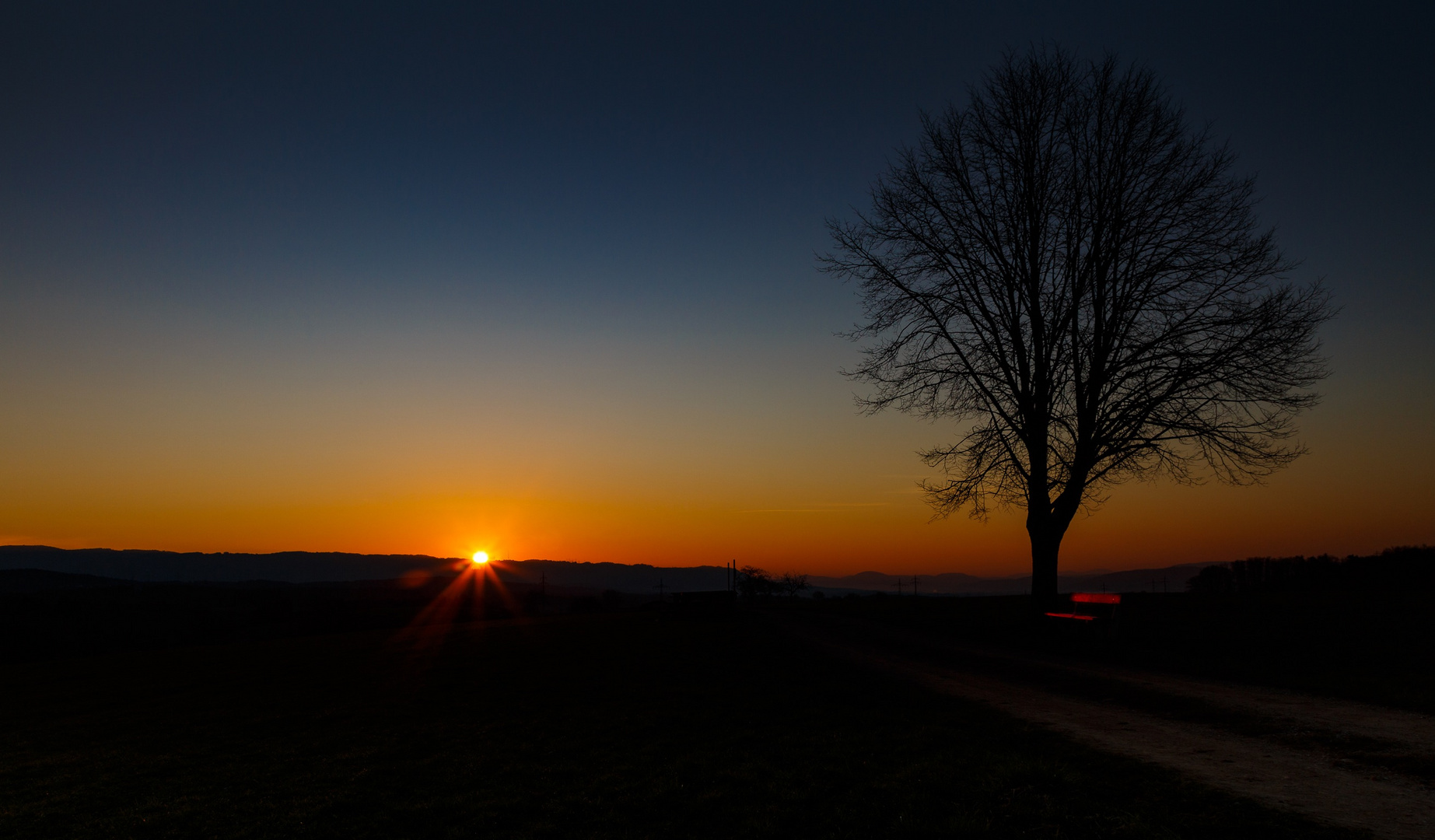 Die einsame rote Bank am Wegesrand...