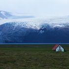 Die einsame Station mit Blick auf den Langjökull