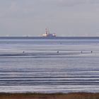 Die einzigste deutsche offshore Ölbohrplattform "Mittelplate" in der Nordsee ...