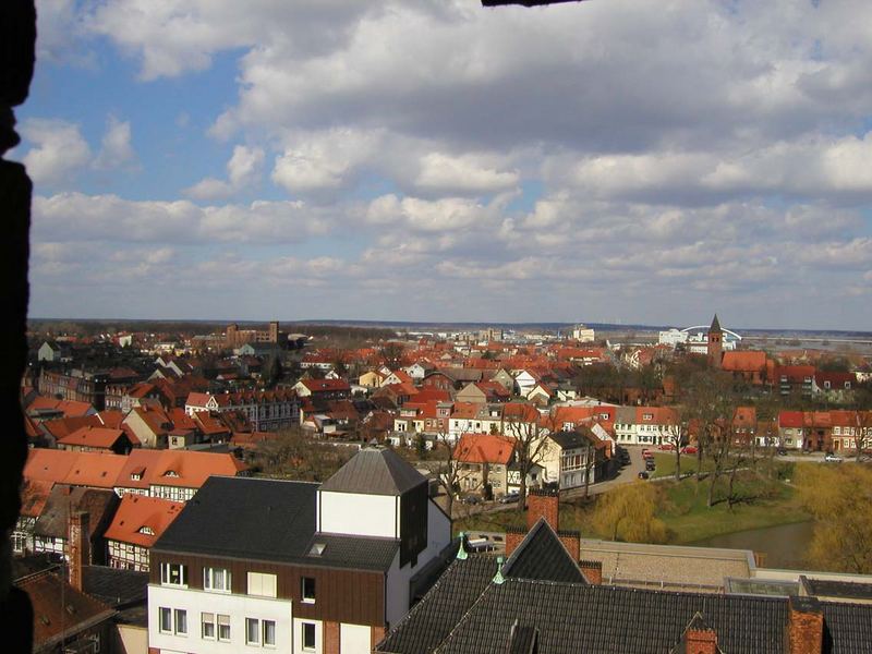 Die Elbbrücke in Tangermünde vom Kapitelturm