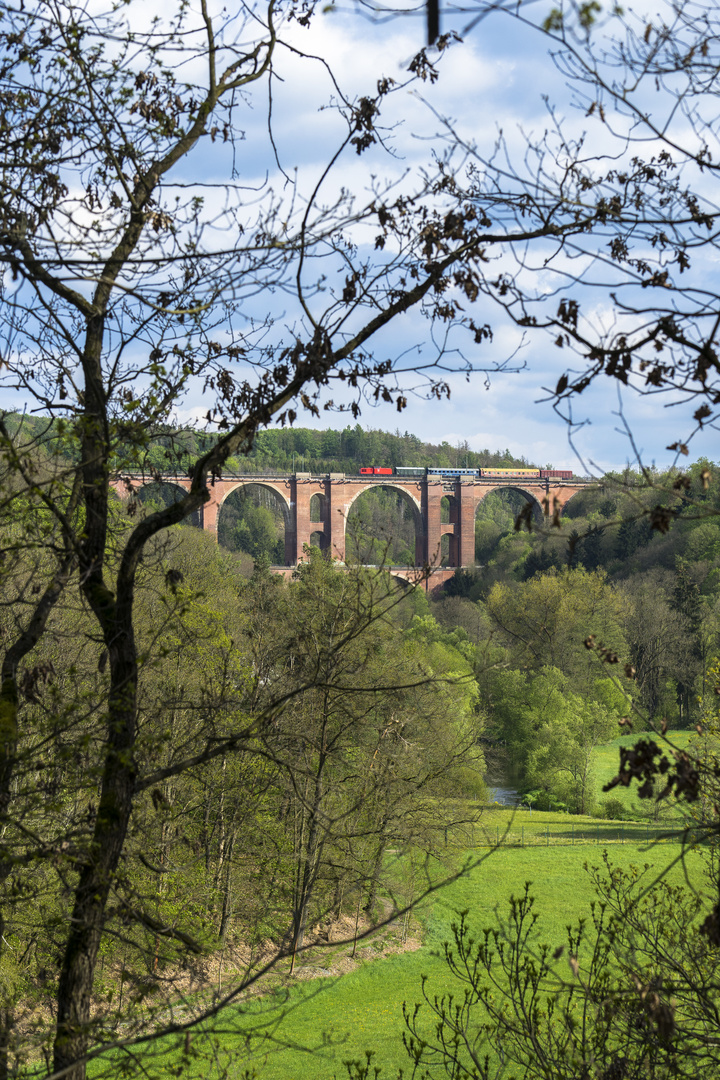 Die Elstertalbrücke natürlich gerahmt... .