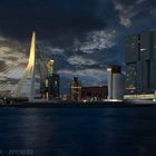 Die Erasmusbrücke in Rotterdam bei Nacht