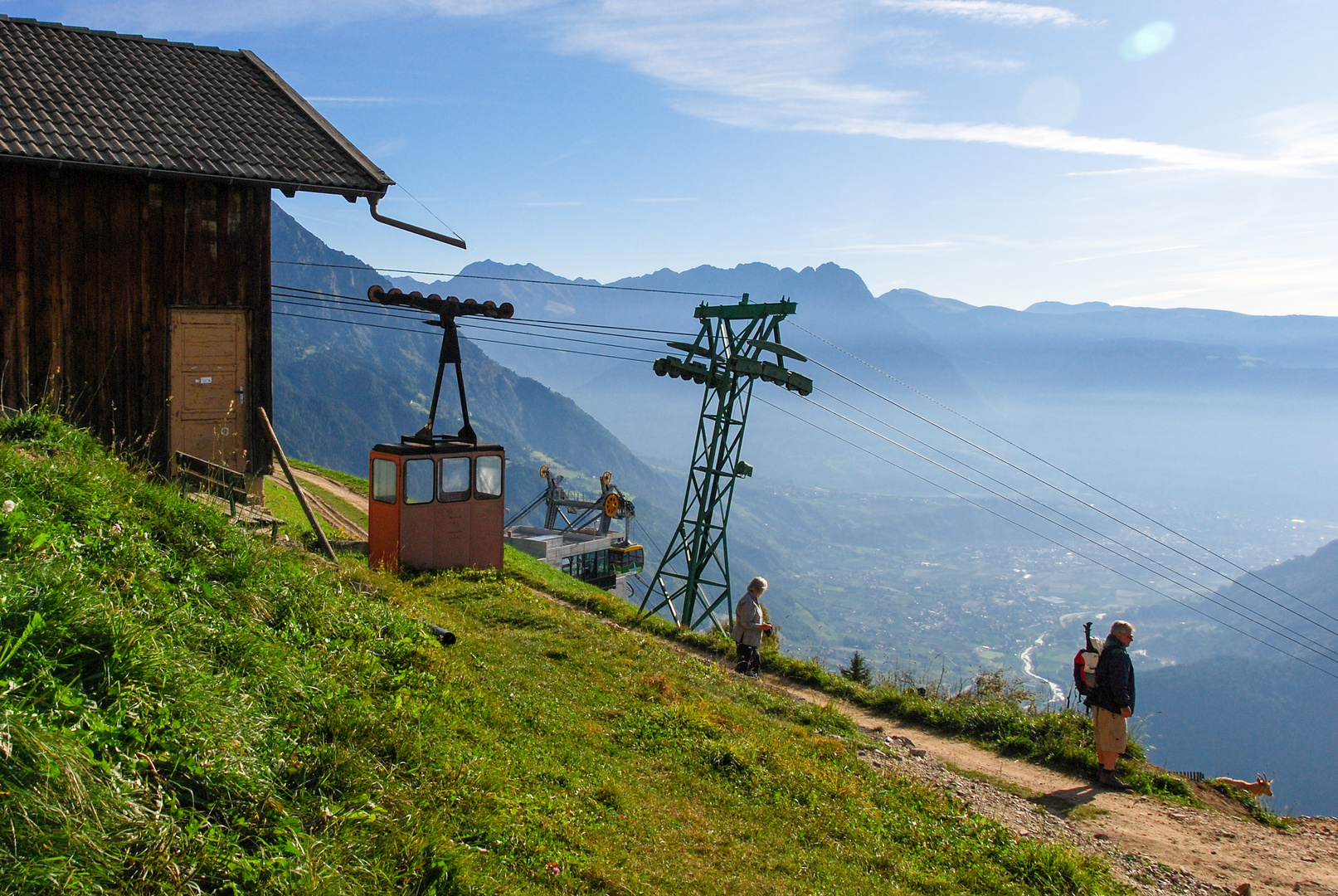 die erste Bergfahrt am Morgen