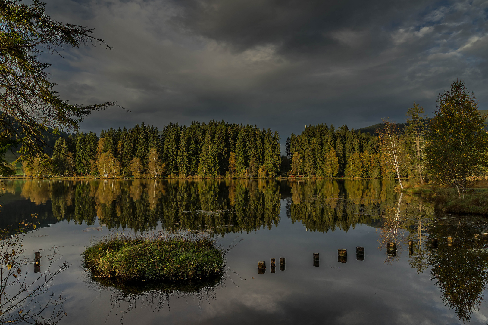 Die erste Morgensonne am Schwarzsee